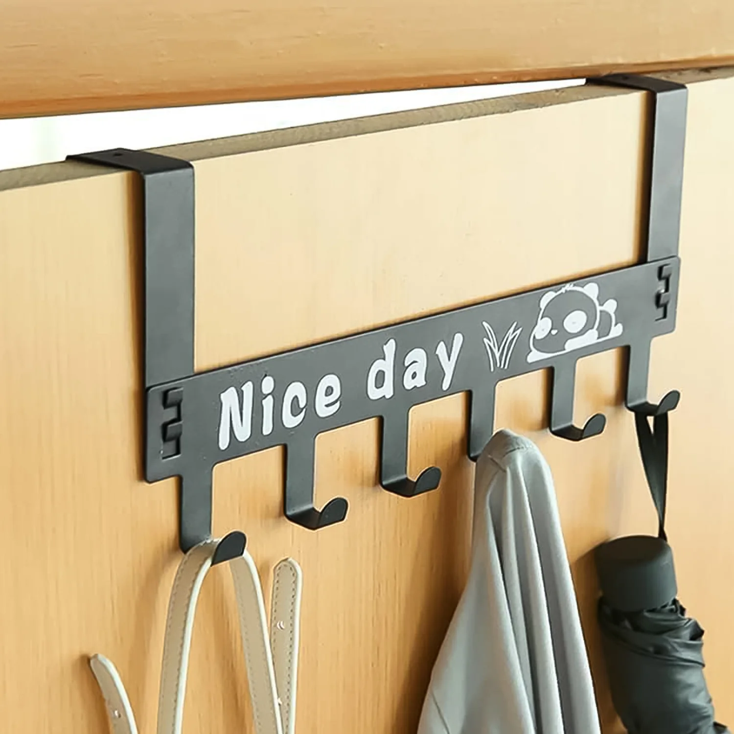 Heavy-Duty Carbon Steel Door Hook Hanger Rack (2 pc / 6 Hook / Black) - Image 6