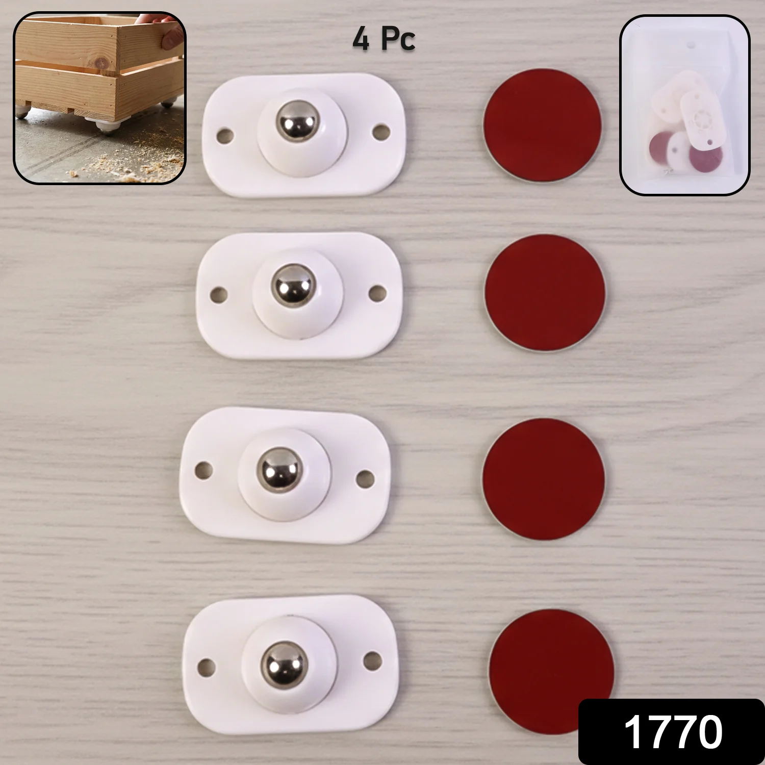 Heavy-Duty Furniture Moving Roller Mini Wheels (4 Pc Set) - Image 2