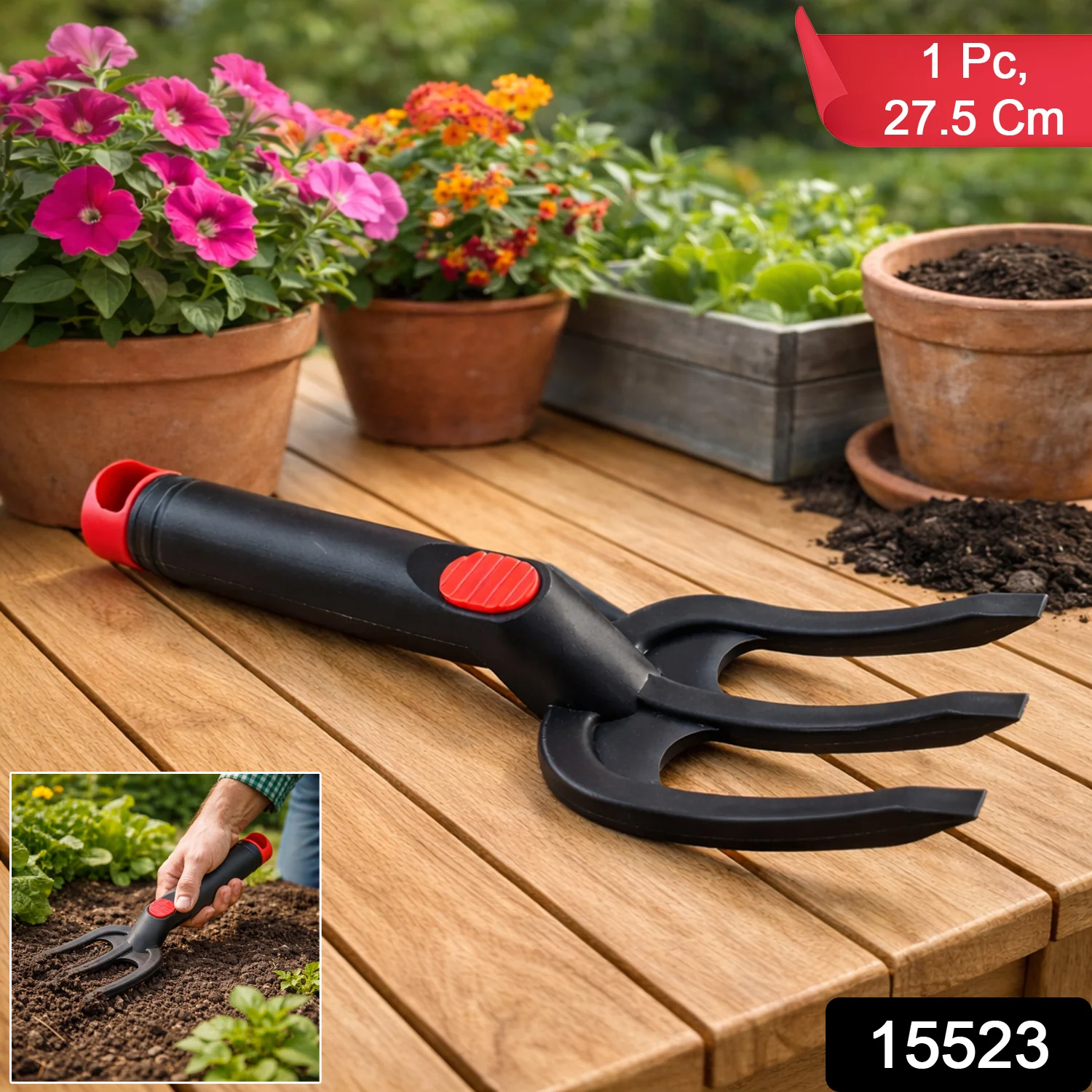 Heavy Duty Garden Hand Cultivator Fork 27.5 Cm (1 Pc) - Image 2