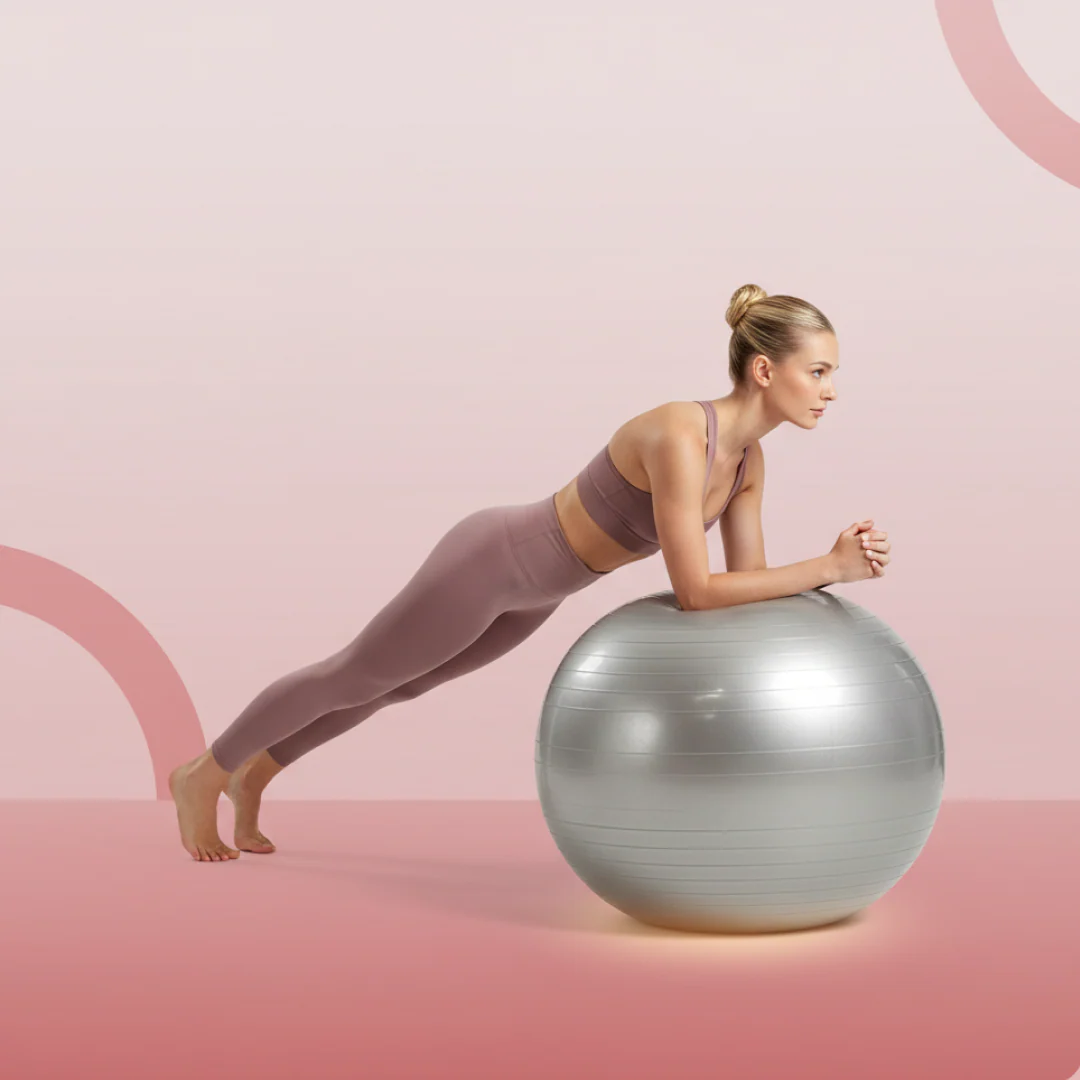 Heavy Duty Gym Ball Non-Slip Stability Ball with Foot Pump for Total Body Fitness - Image 4