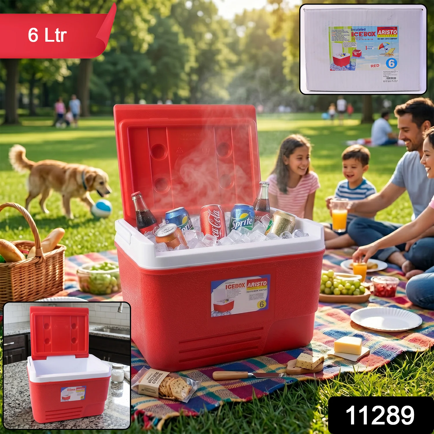Heavy Duty Insulated Ice Box (1 Pc, Red / 6Ltr) - Image 2