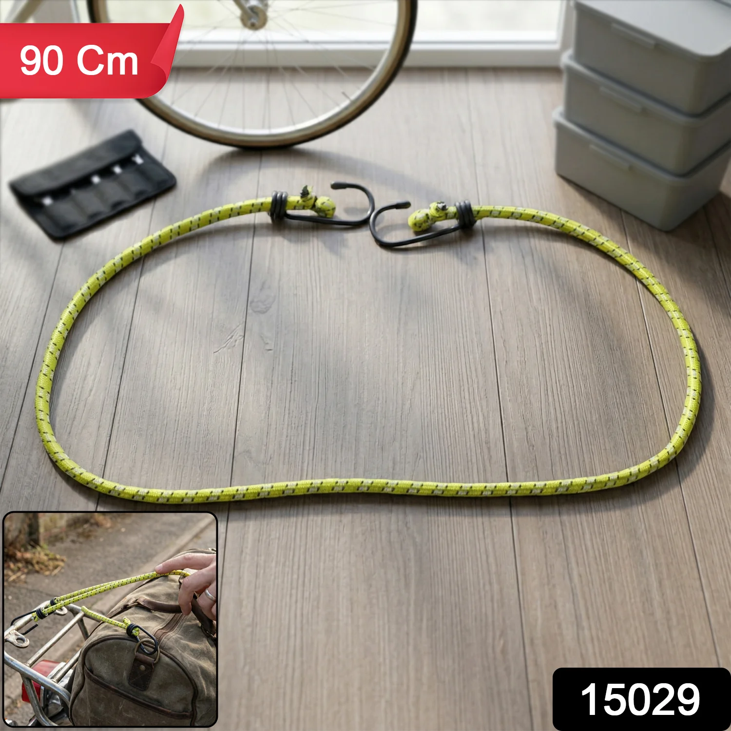 Heavy Duty Luggage Rope Elastic Bungee Cord Luggage Rope with Hooks 90 Cm 1 Pc - Image 2