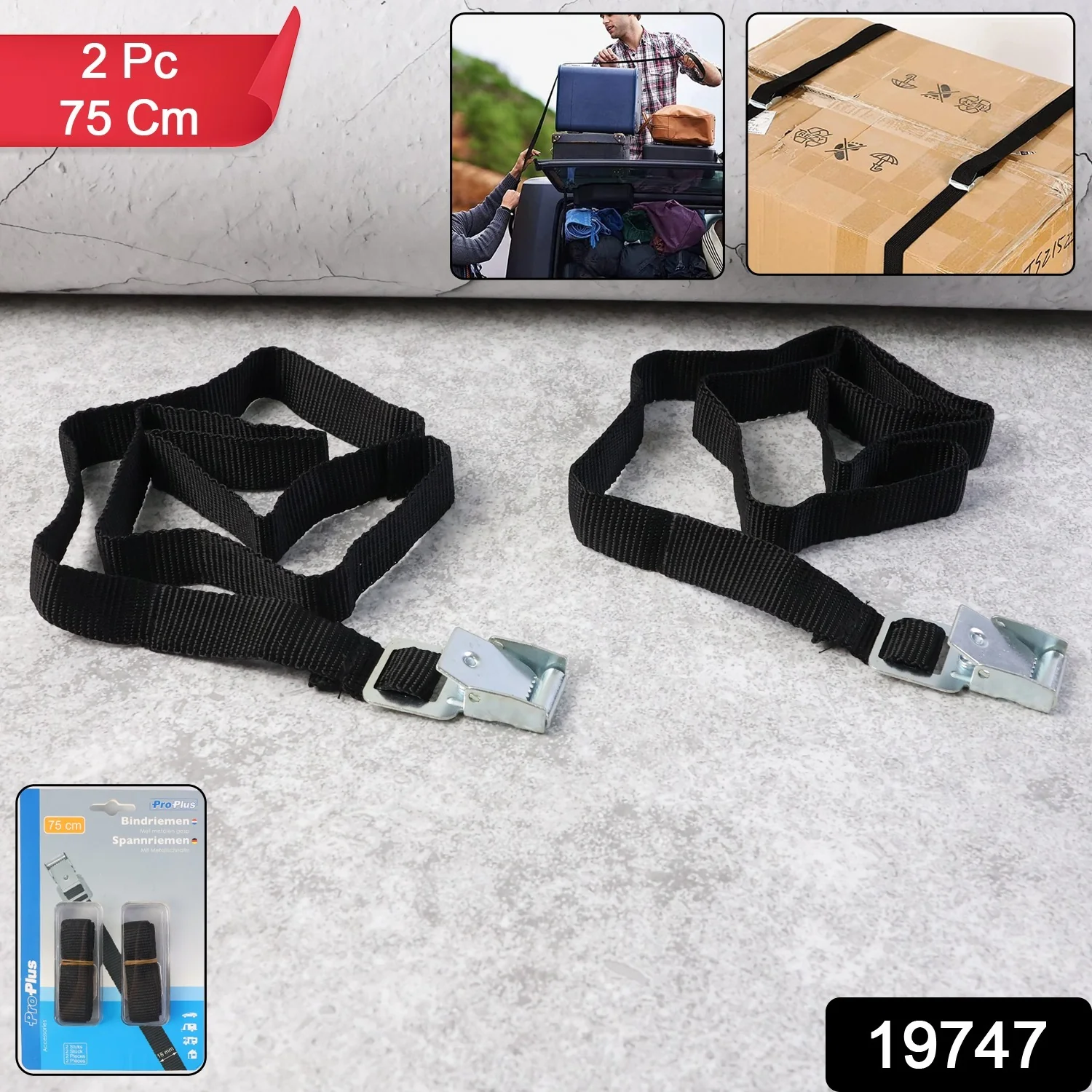 Heavy-Duty Luggage Tie Down Strap Set – (2 Pc / 75 cm) - Image 2