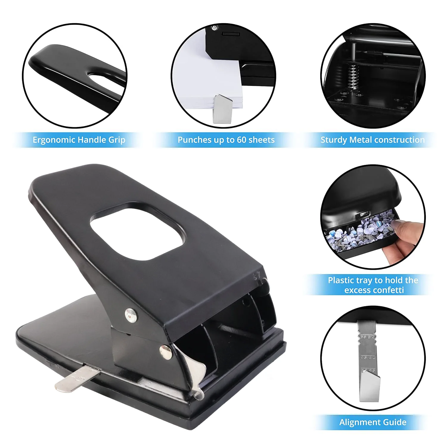 Heavy-Duty Metal 2-Hole Paper Punch Machine - Image 6