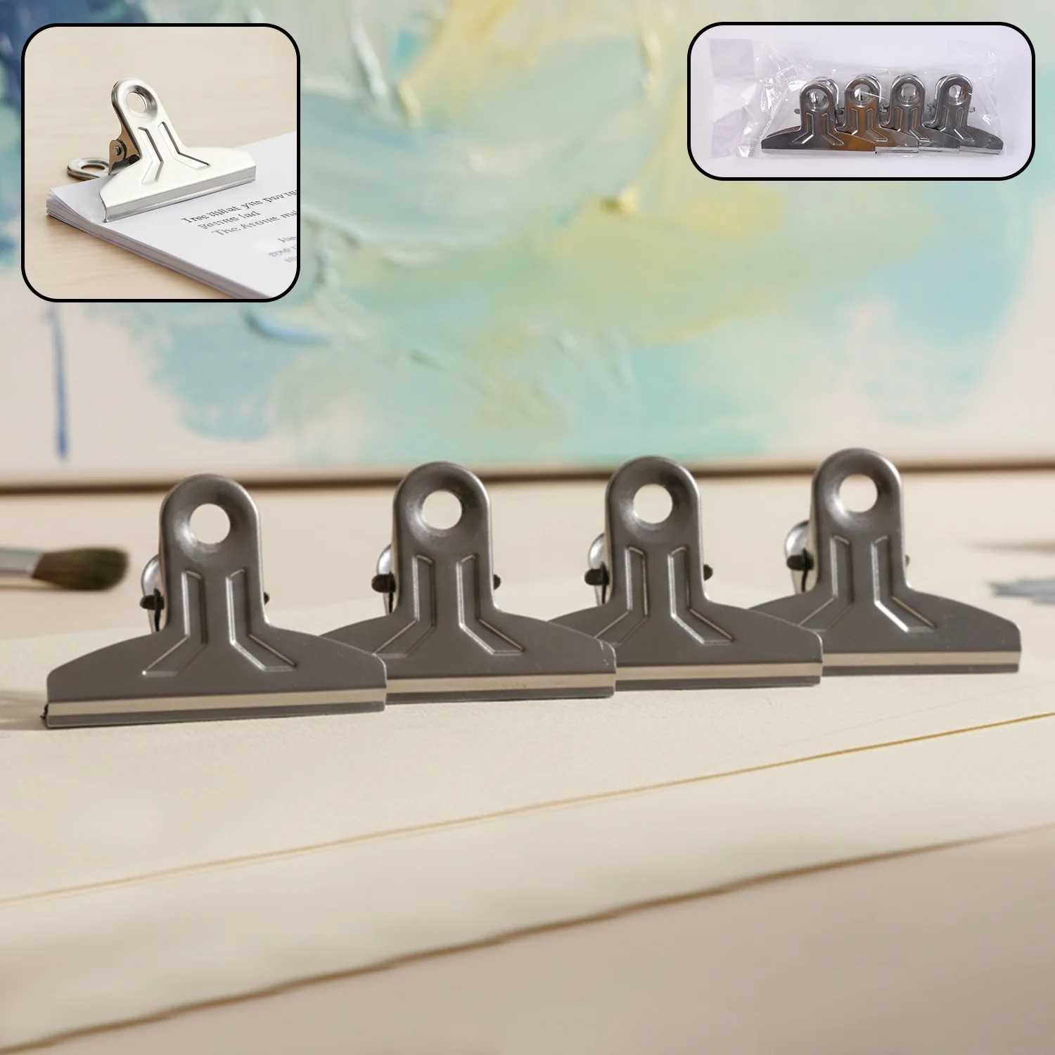 Heavy Duty Metal Paper Clamp Clips (4 Pc)
