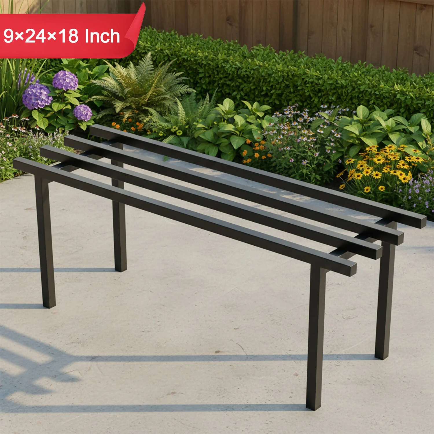 Heavy Duty Metal Rectangular Plant Stand, Flower Pot Rack for Balcony, Garden & Indoor Display - Image 3