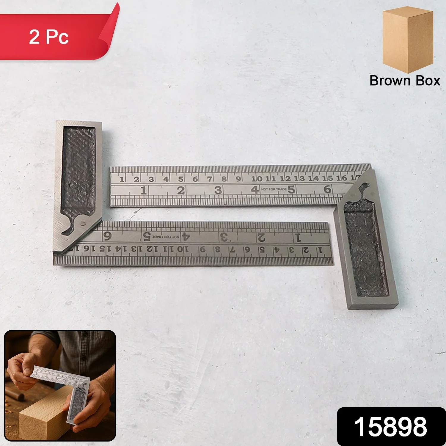 Heavy-Duty Metal Try Square Ruler Set (2 Pc) - Image 2