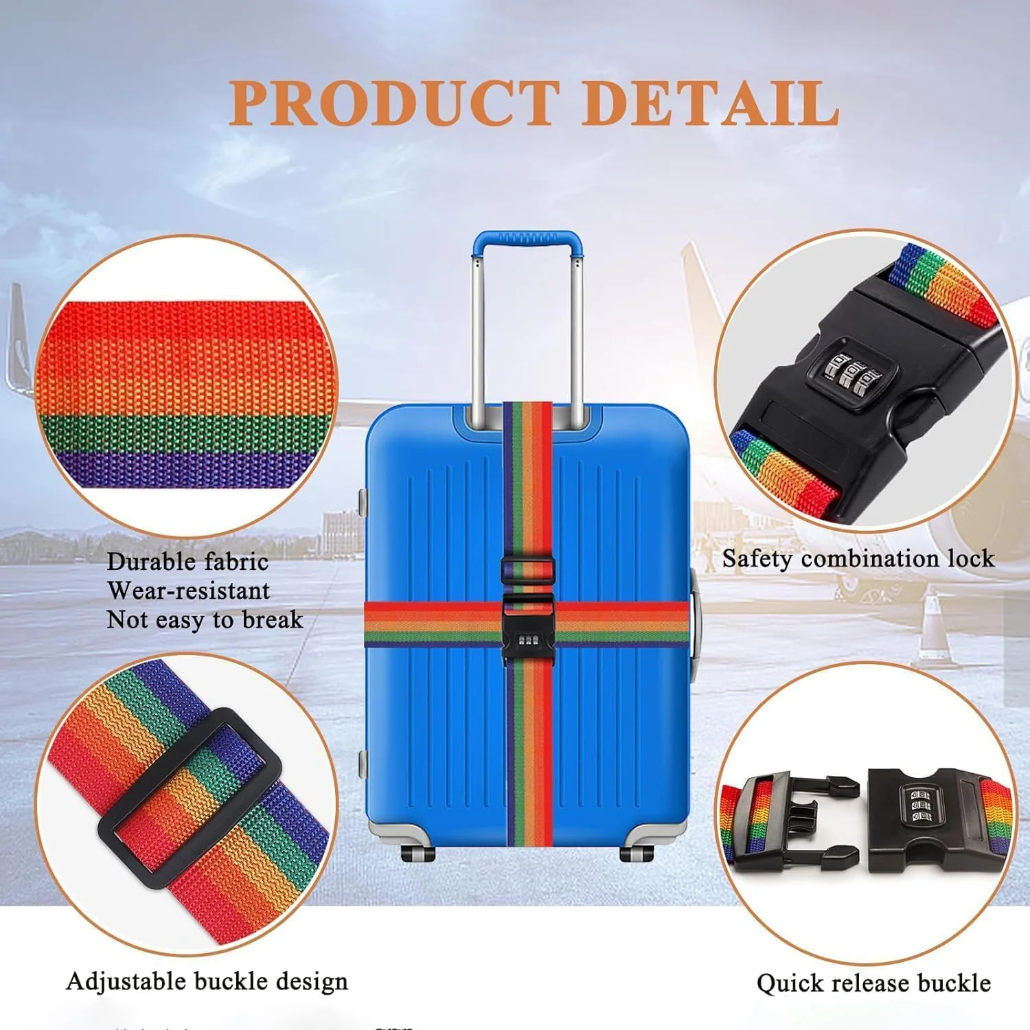 Heavy-Duty Rainbow Webbing with 3-Digit Code Lock - Image 3