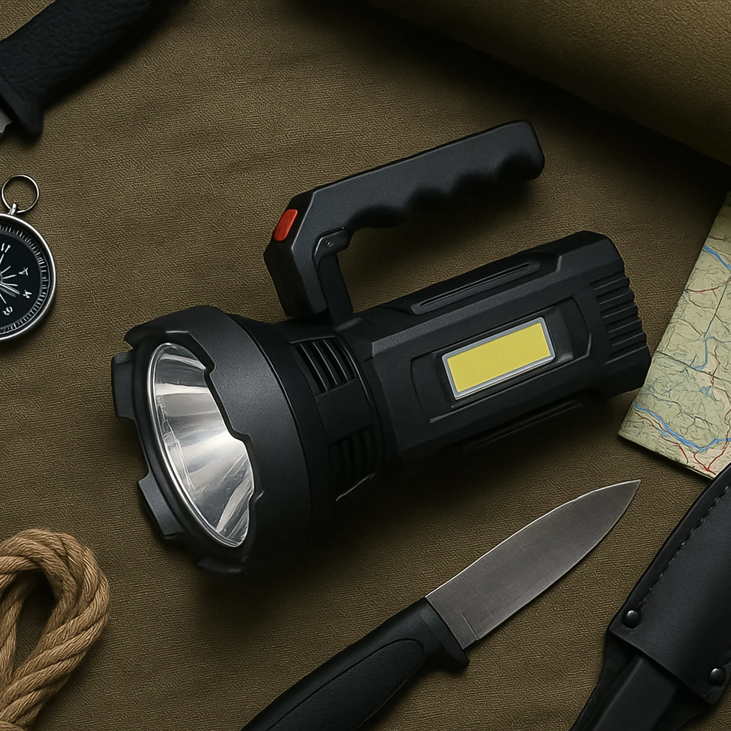 Heavy-Duty Rechargeable USB LED Hand Torch with COB Side Light (1 Pc) - Image 3