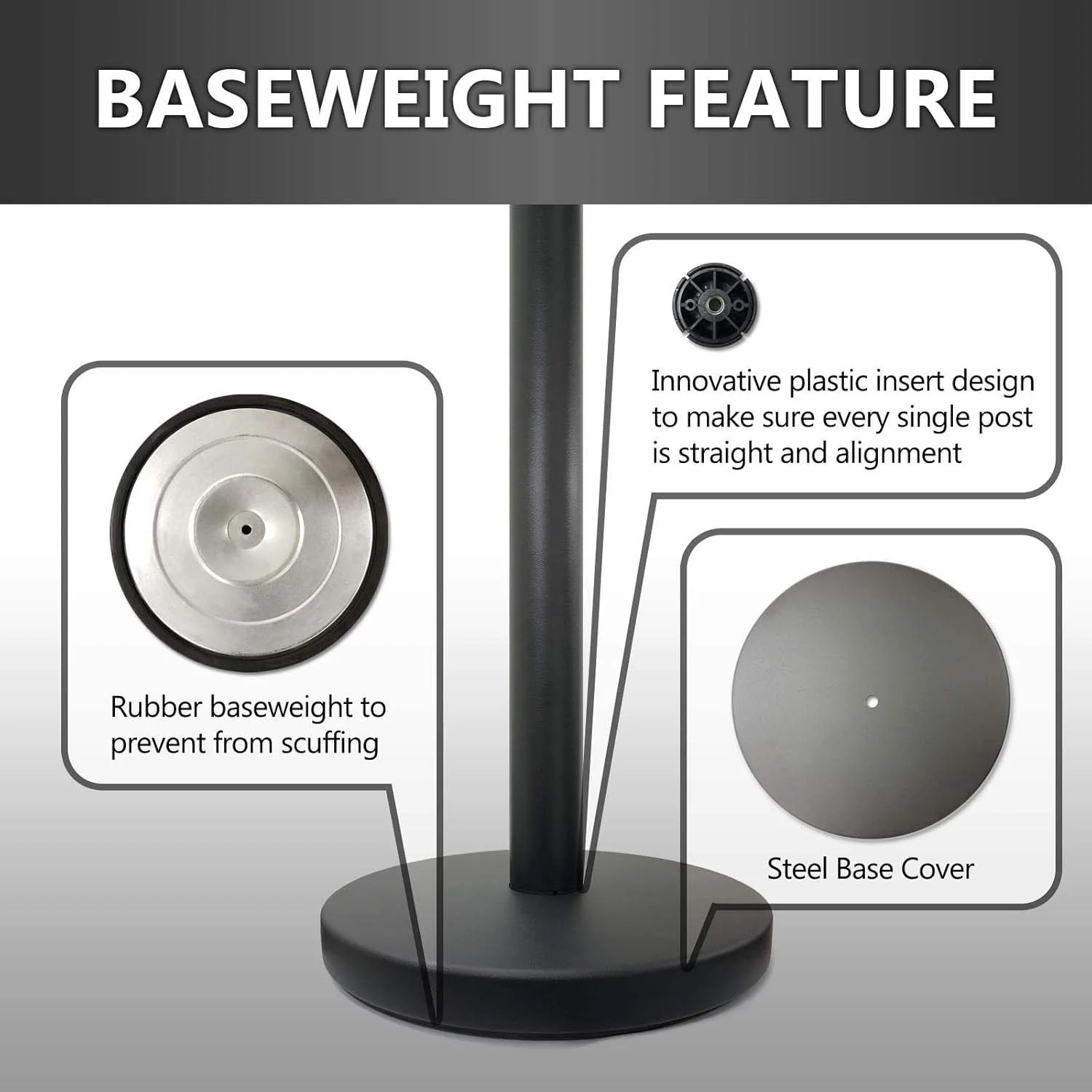 Heavy Duty Retractable Belt Crowd Control Pole with Sturdy Base – 1 Pc - Image 3