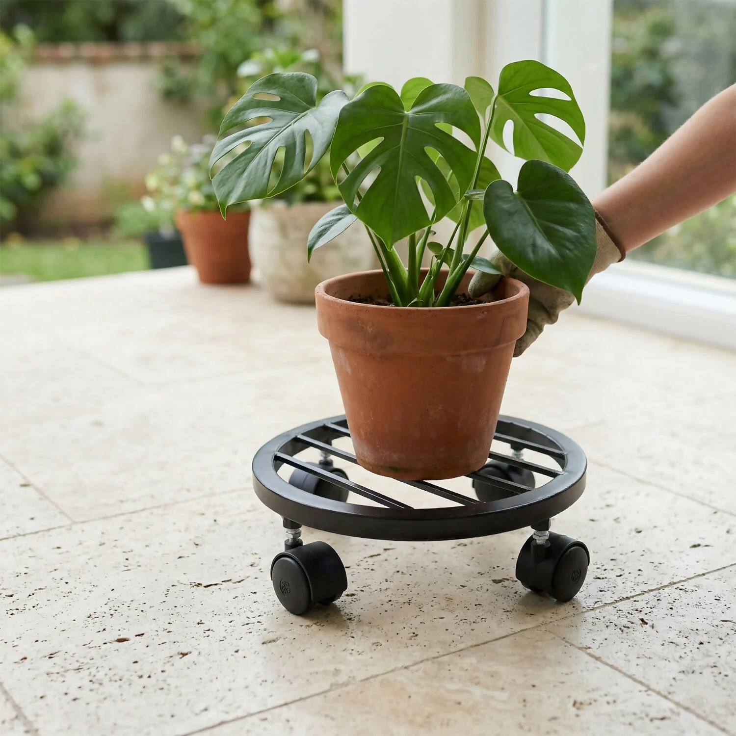 Heavy Duty Round Plant Pot Trolley with Wheels for Easy Movement - Image 2
