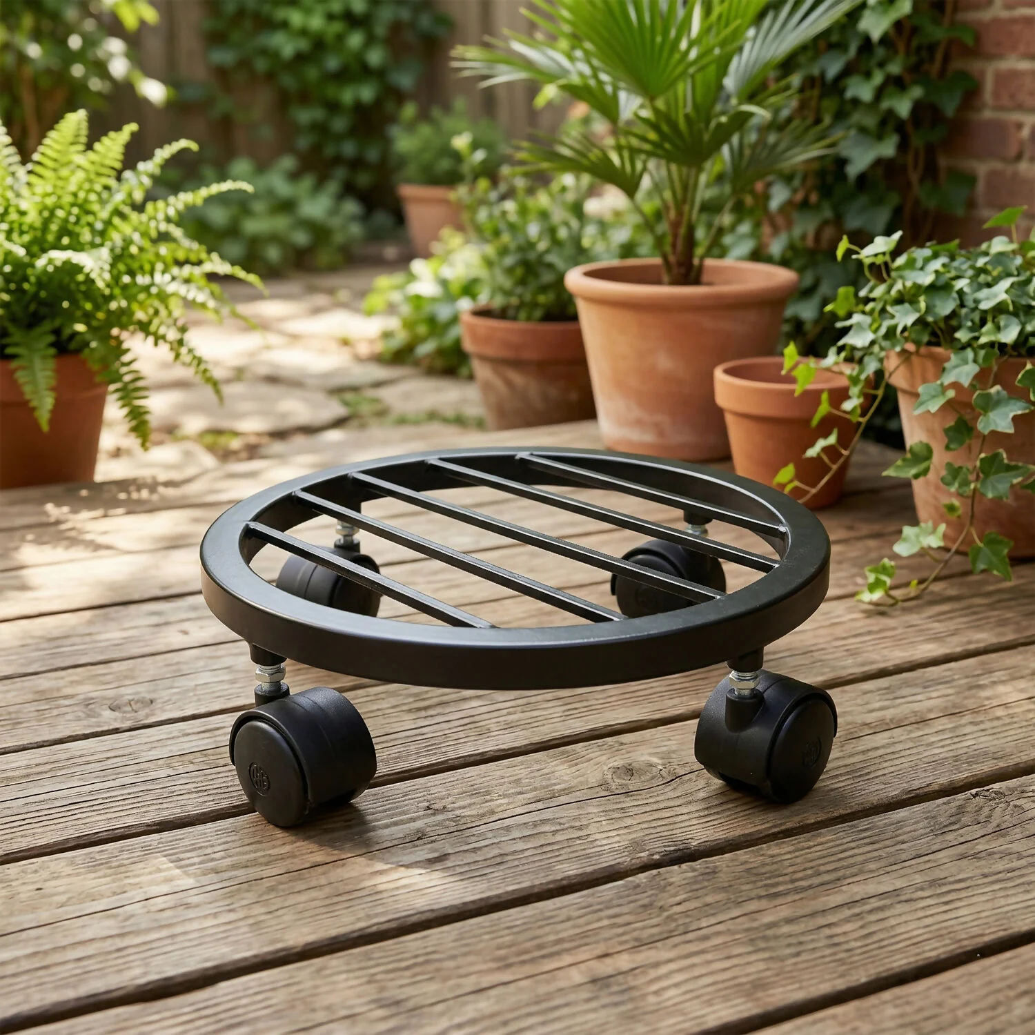 Heavy Duty Round Plant Pot Trolley with Wheels for Easy Movement - Image 3