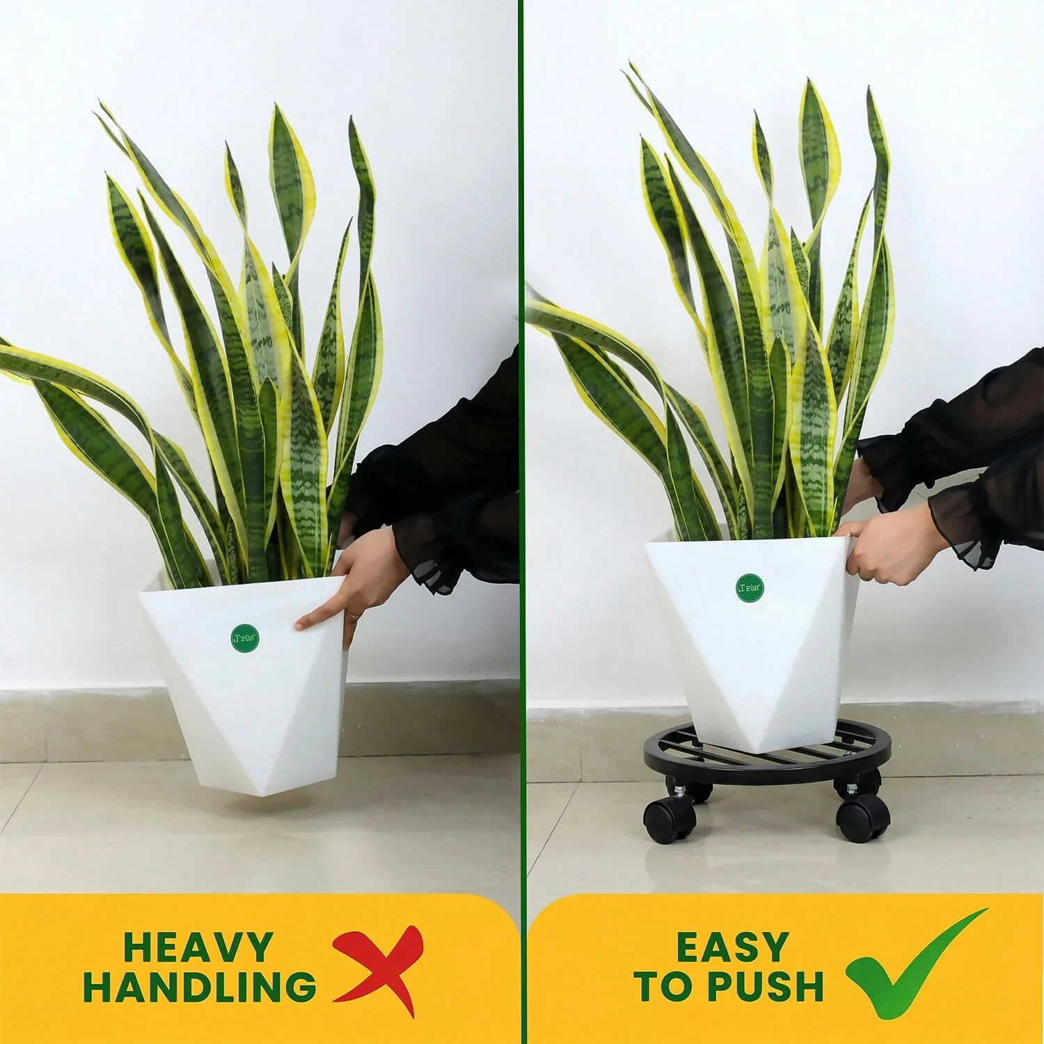 Heavy Duty Round Plant Pot Trolley with Wheels for Easy Movement - Image 4