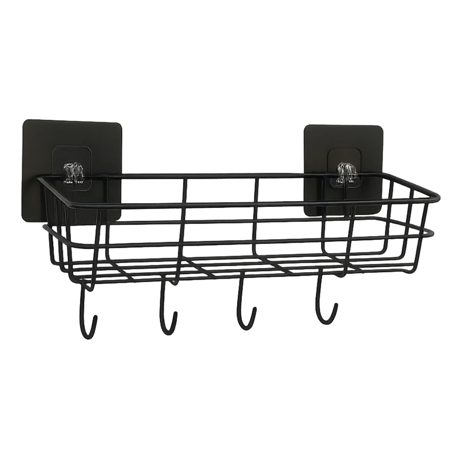 Heavy-Duty Self-Adhesive Wall Storage Baskets with Hooks (Pack of 2) - Image 5