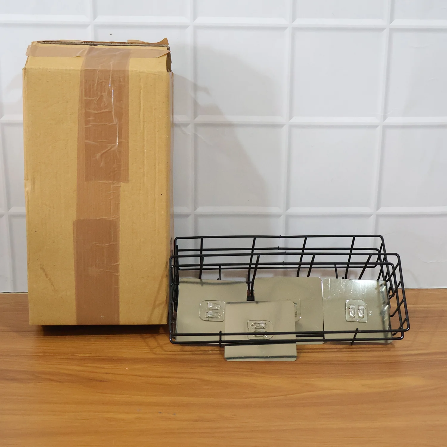 Heavy-Duty Self-Adhesive Wall Storage Baskets with Hooks (Pack of 2) - Image 9