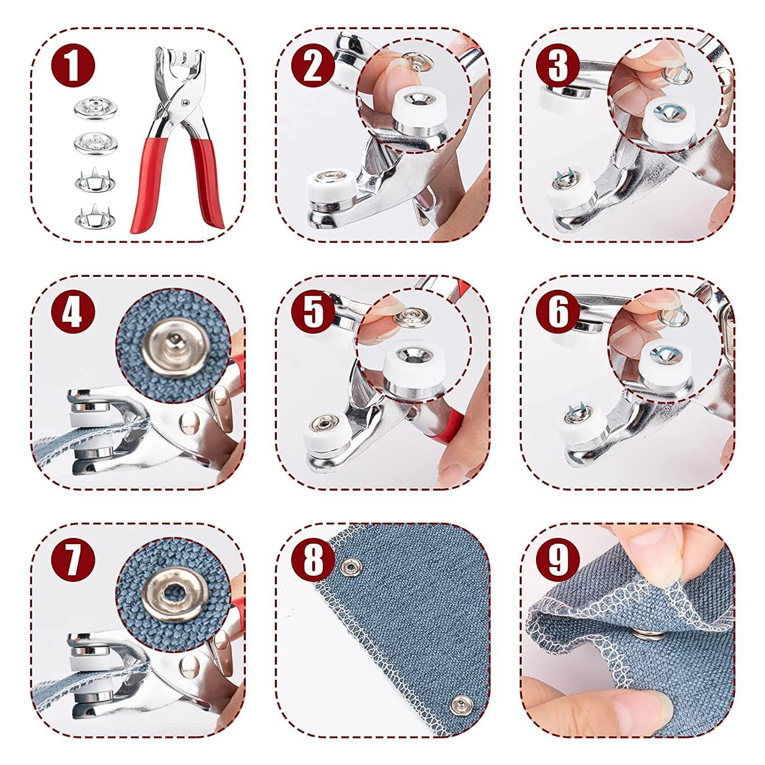 Heavy Duty Snap Button Fastener Plier Tool Kit (1 Set) - Image 8