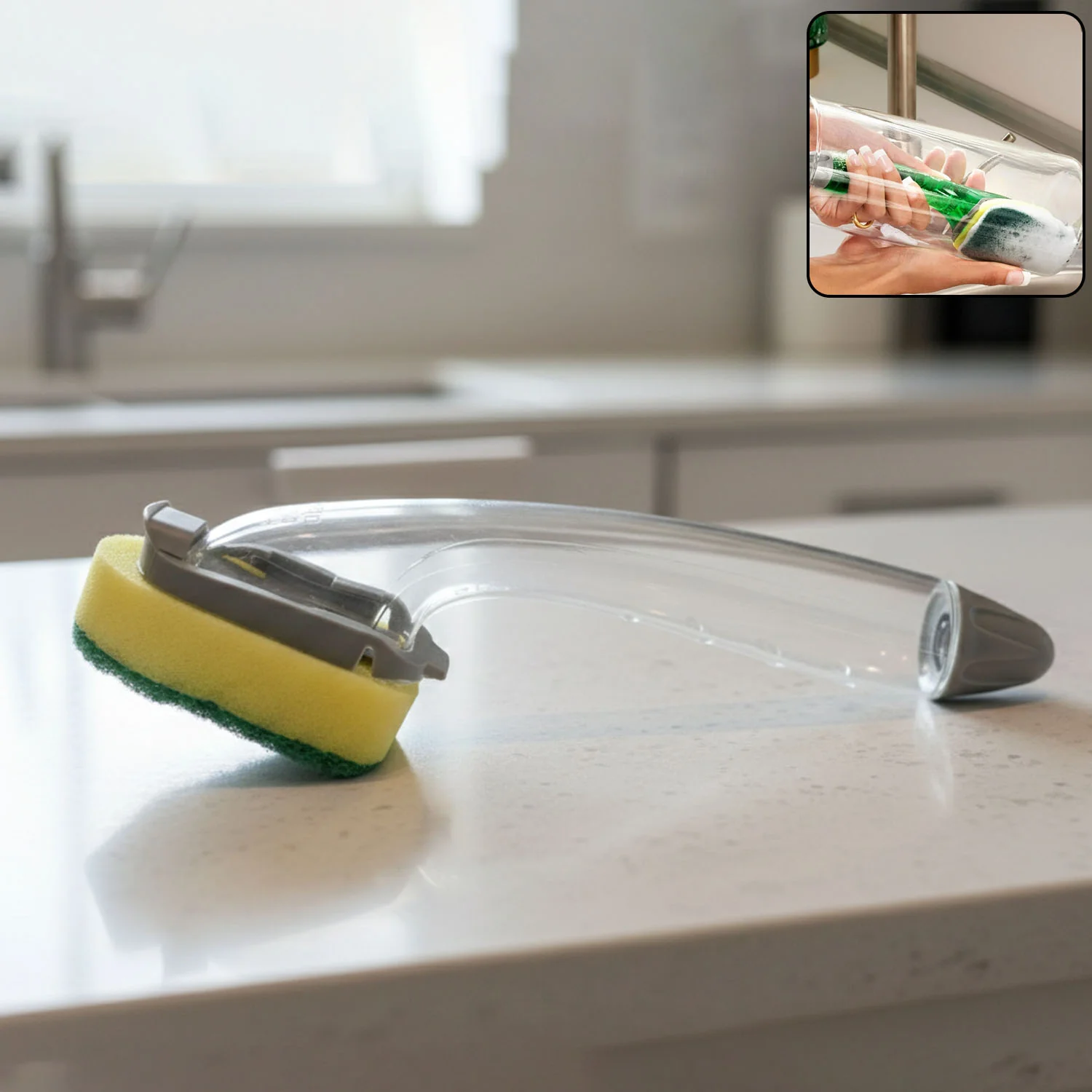 Soap Dispensing Dishwand Scrubber Brush with Built-In Liquid Dispenser (1 Pc) - Image 3