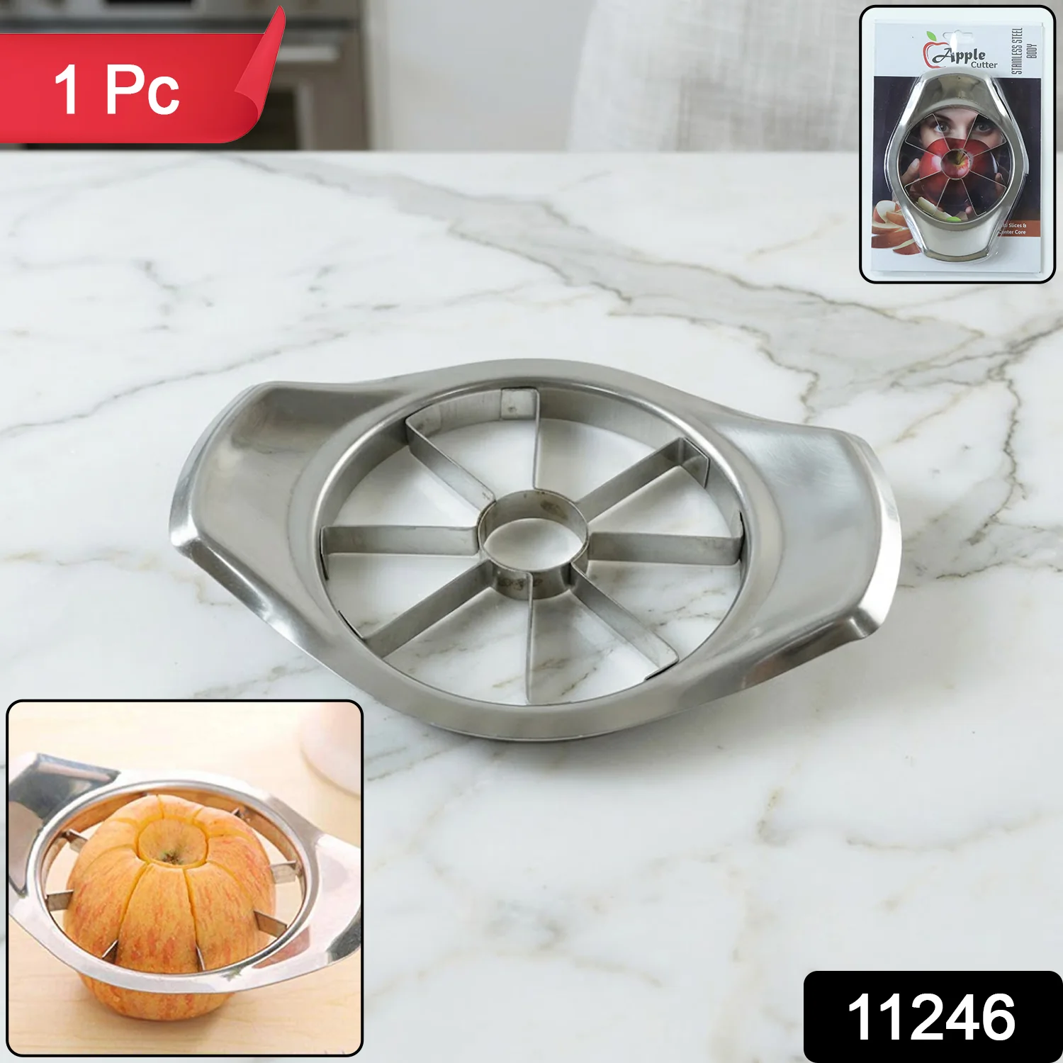 Heavy Duty Stainless Steel Apple Cutter & Slicer (1 Pc) - Image 2