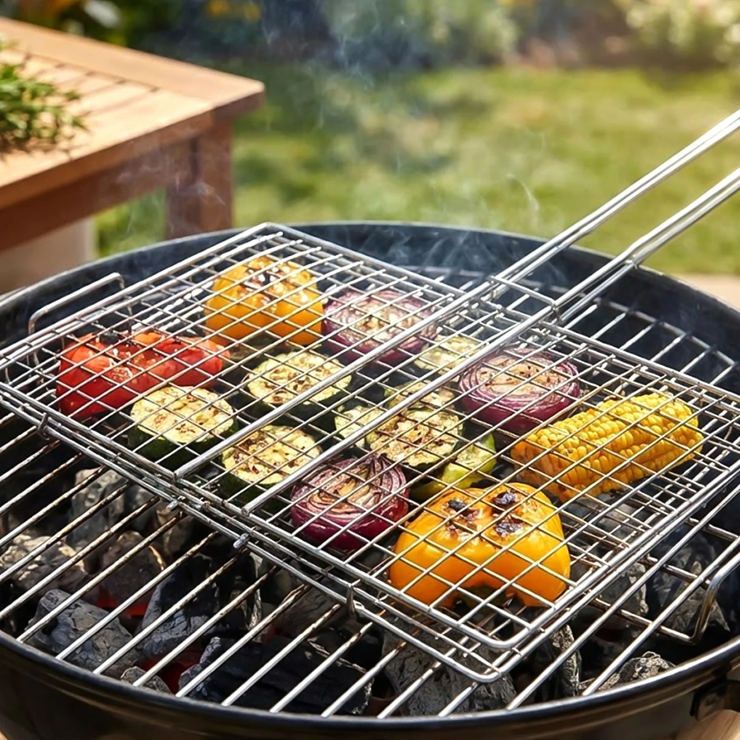 Heavy-Duty Stainless-Steel Barbecue Grill Basket (1 Pc) - Image 3