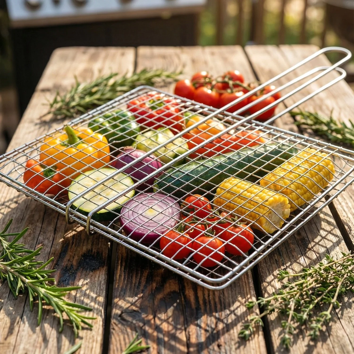 Heavy-Duty Stainless-Steel Barbecue Grill Basket (1 Pc) - Image 5