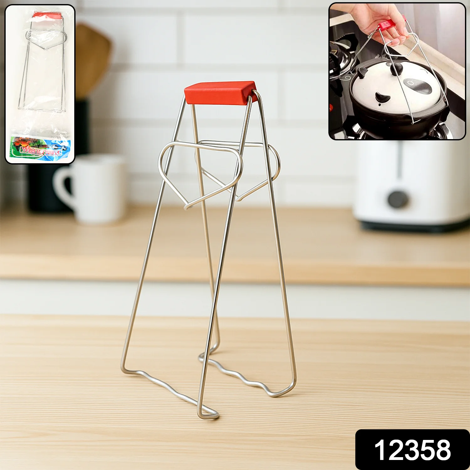 Heavy-Duty Stainless Steel Kitchen Dish Plate Bowl Vessel Gripper Tong (1 Pc) - Image 2