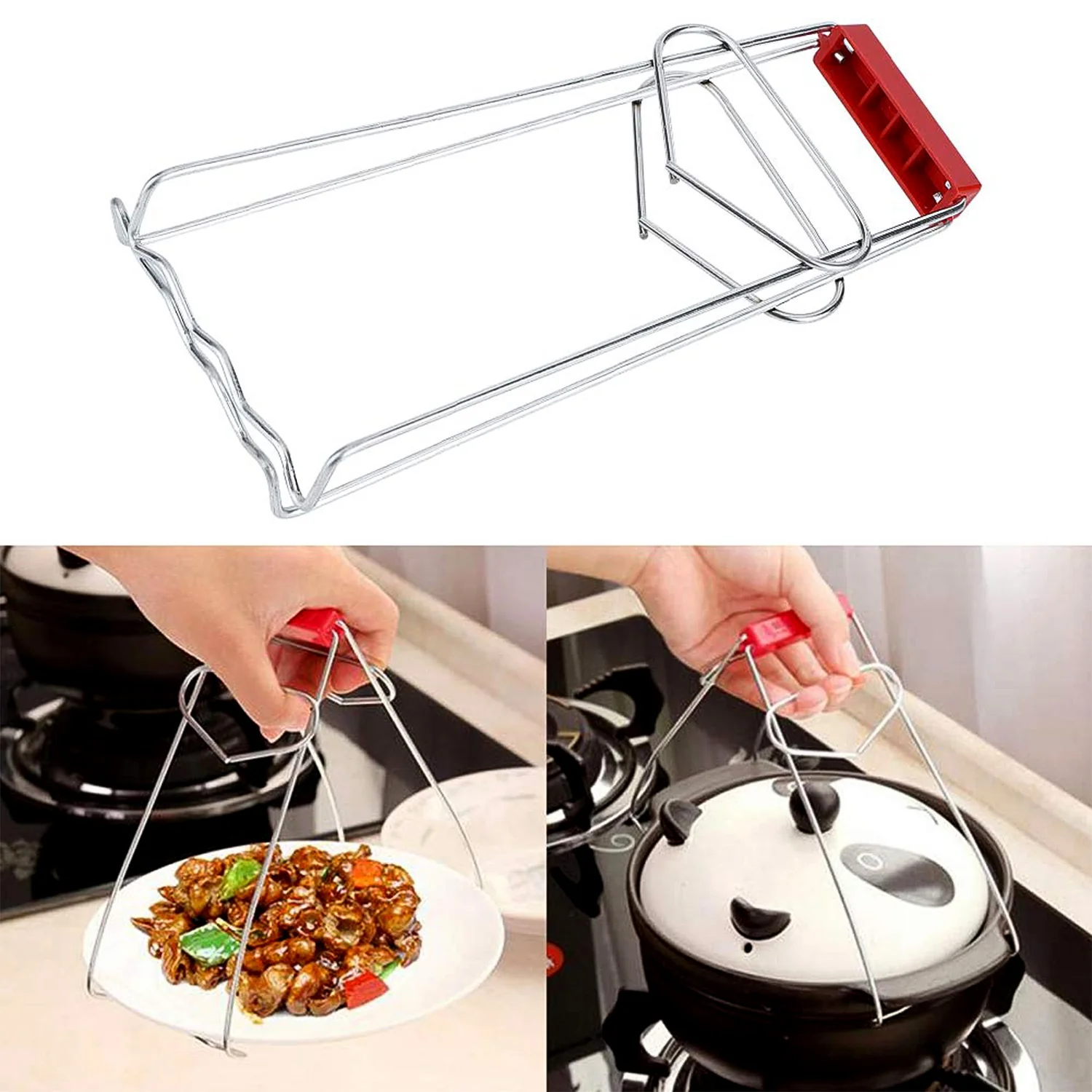 Heavy-Duty Stainless Steel Kitchen Dish Plate Bowl Vessel Gripper Tong (1 Pc) - Image 4