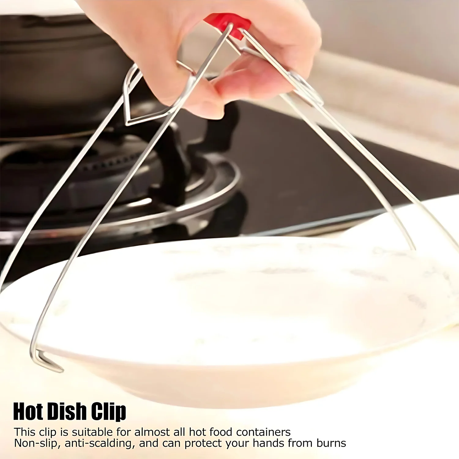 Heavy-Duty Stainless Steel Kitchen Dish Plate Bowl Vessel Gripper Tong (1 Pc) - Image 6
