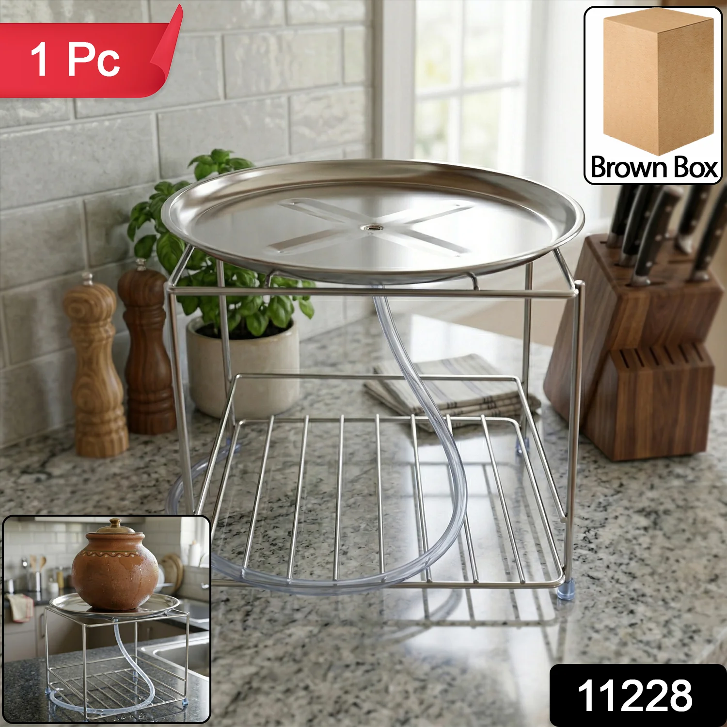 Heavy Duty Stainless Steel Multipurpose Utensils Stand, MATKA STAND, POT  STAND, 1 Pc - Image 2