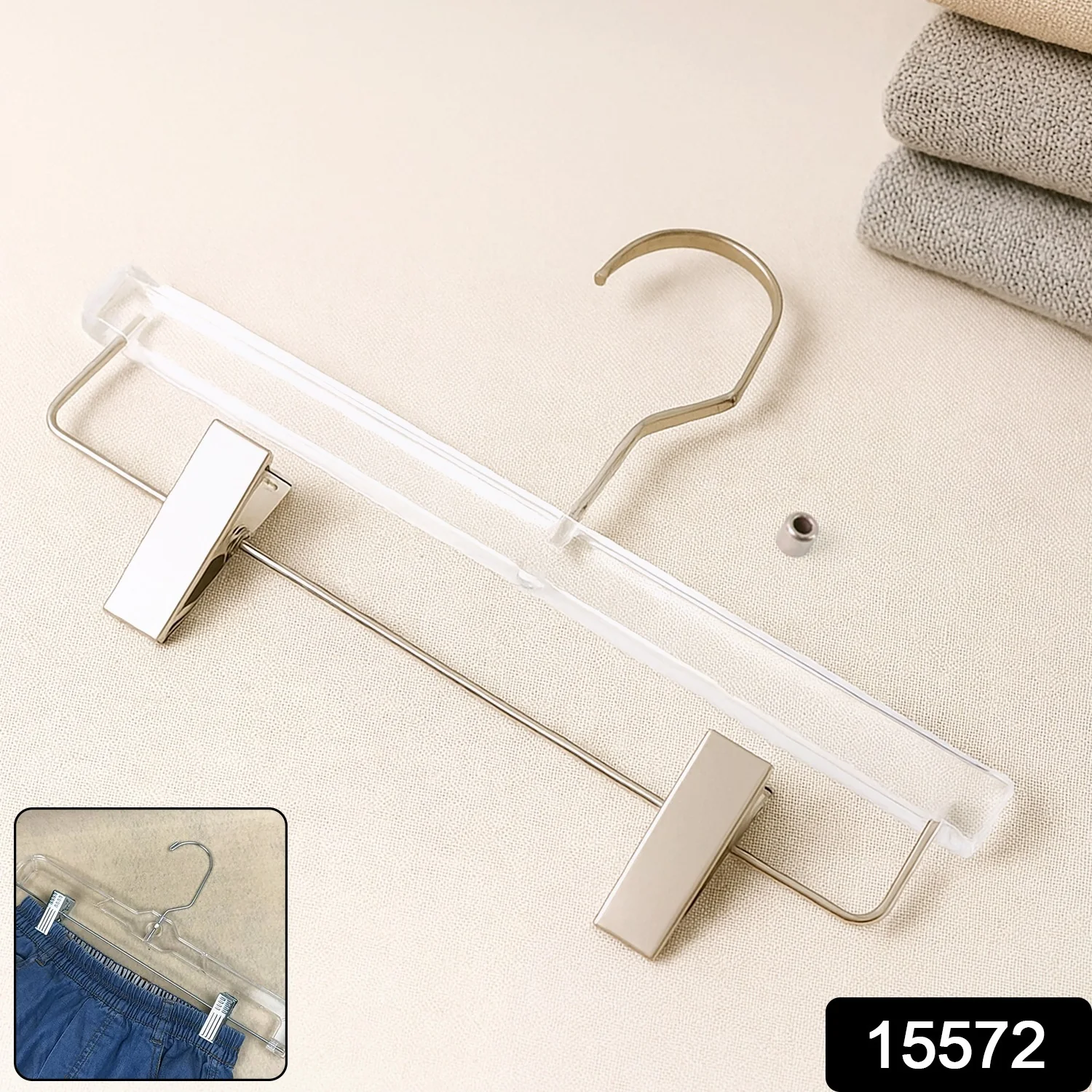 Heavy-Duty Transparent Acrylic Hanger With Adjustable Clips - Image 2