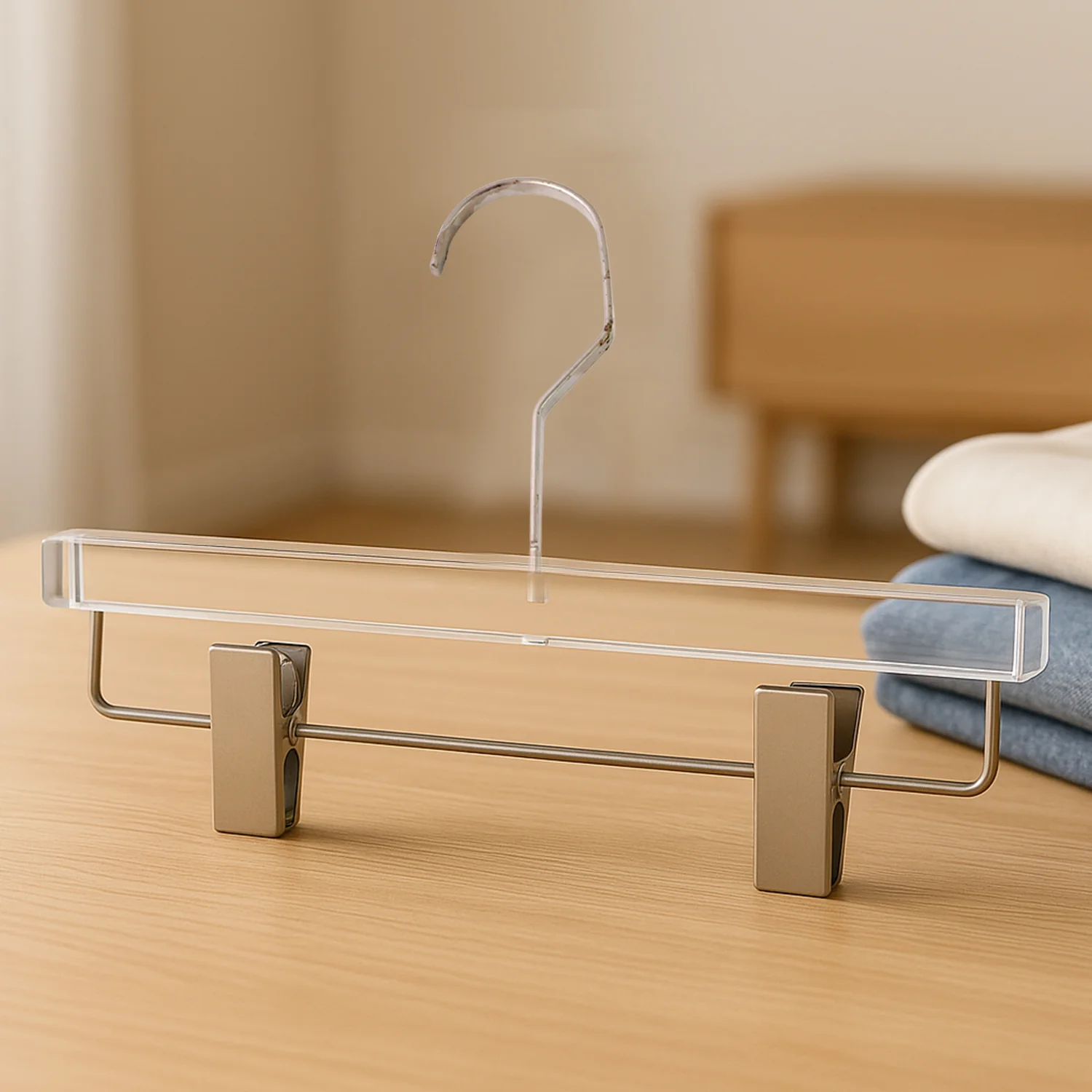 Heavy-Duty Transparent Acrylic Hanger With Adjustable Clips - Image 4
