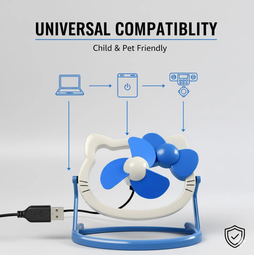 USB Mini Fan: Cute, Quiet & Portable Desk Buddy (Battery Not Included) - Image 5