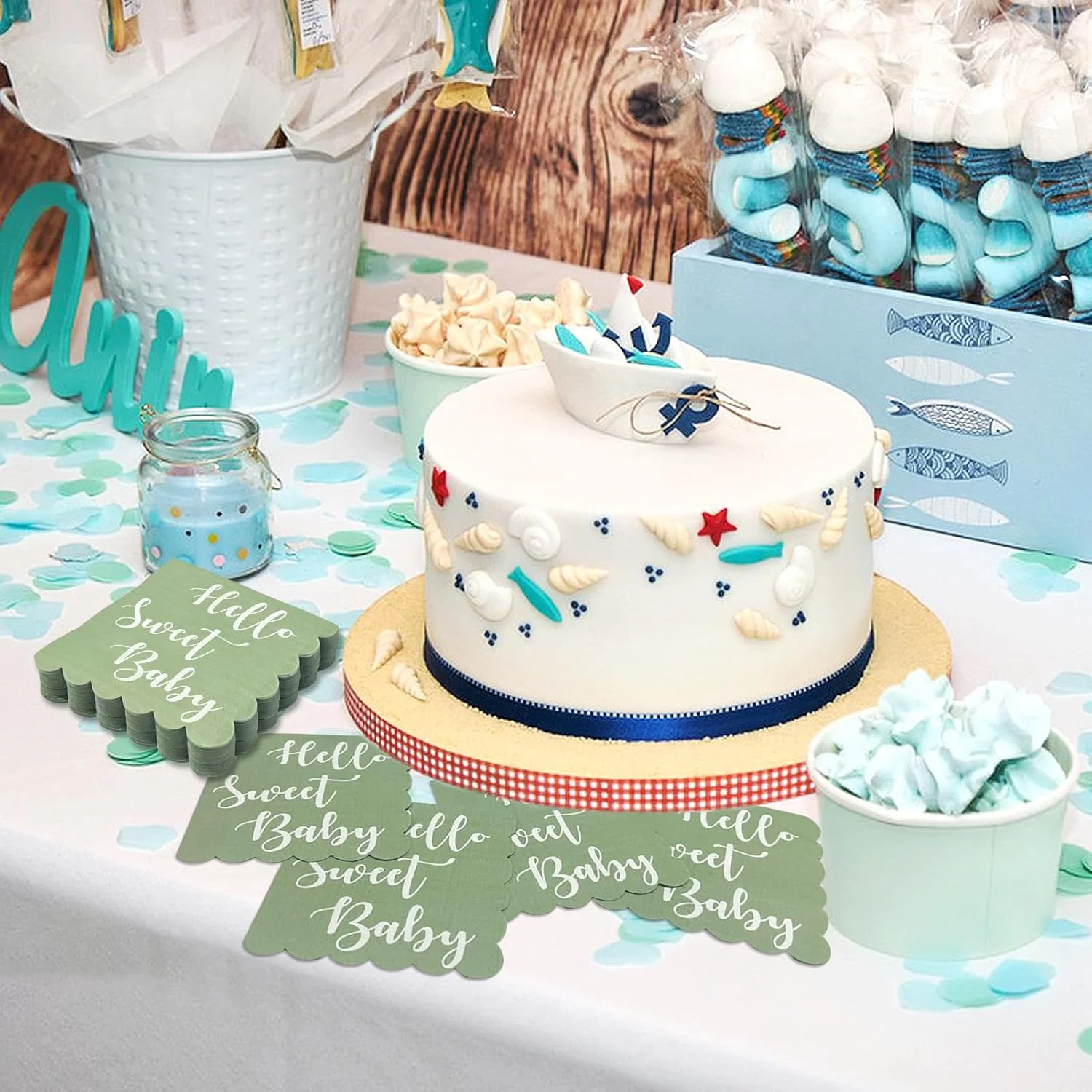 Hello Sweet Baby Party Paper Napkins (31 x 31 cm / 24 Pc) - Image 7