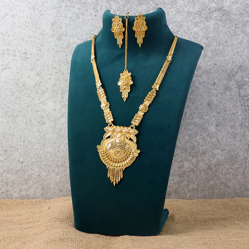 Heritage-Inspired Gold-Plated Long Necklace Set for Festive & Ceremony Wear - Image 2