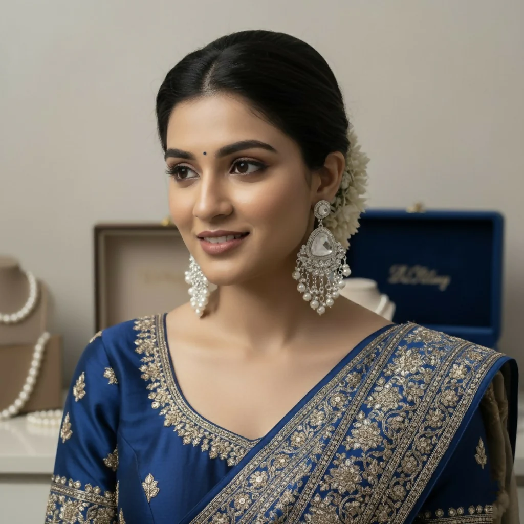 Heritage Pearl & Kundan Statement Earrings – Handcrafted Traditional Bridal Jhumkas - Image 2