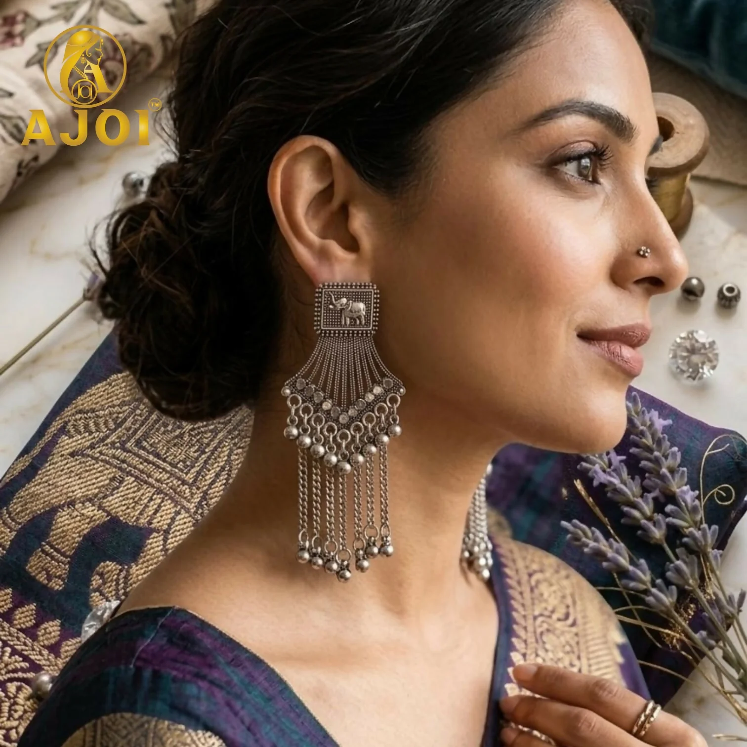 Heritage Silver Elephant Earrings - Image 2