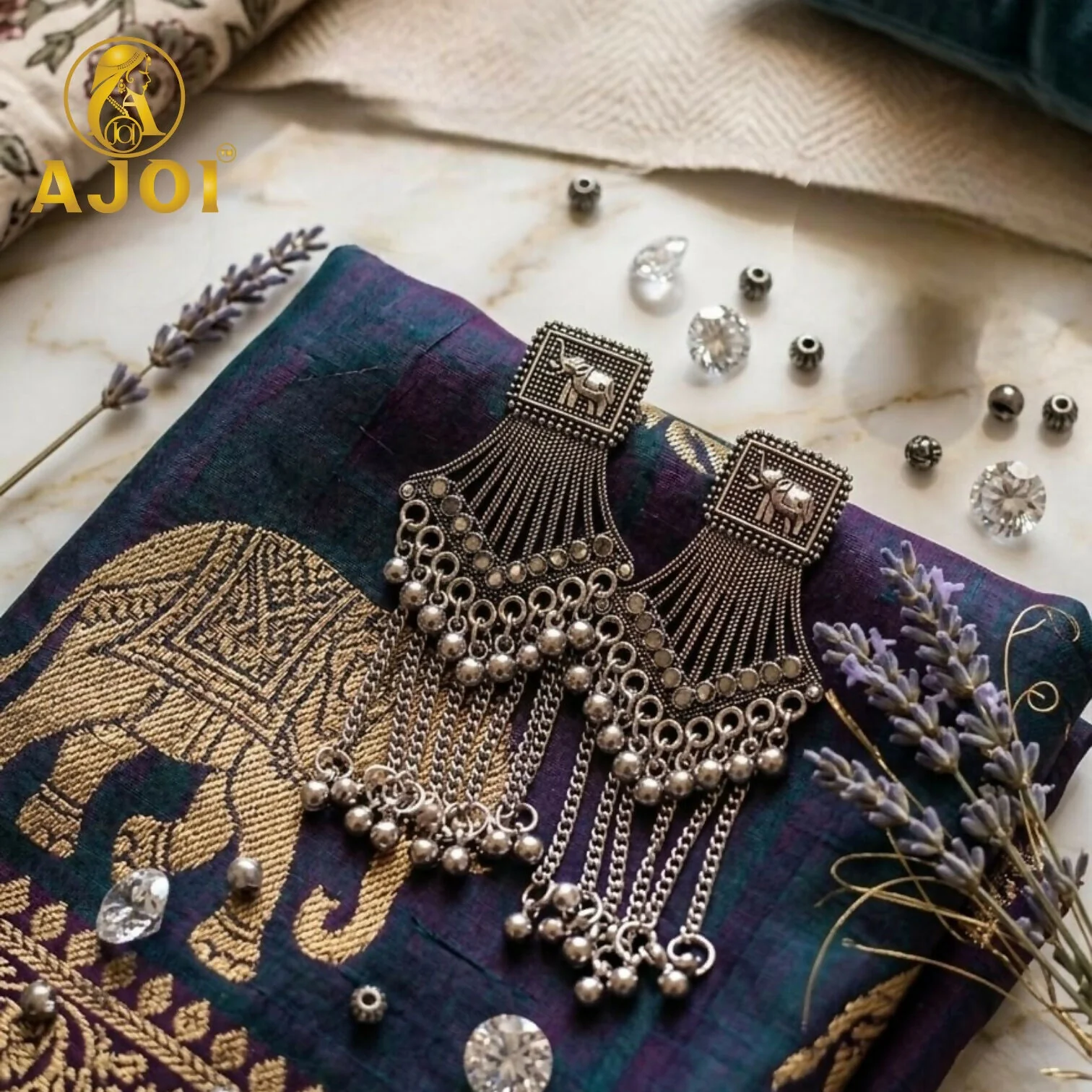 Heritage Silver Elephant Earrings - Image 3