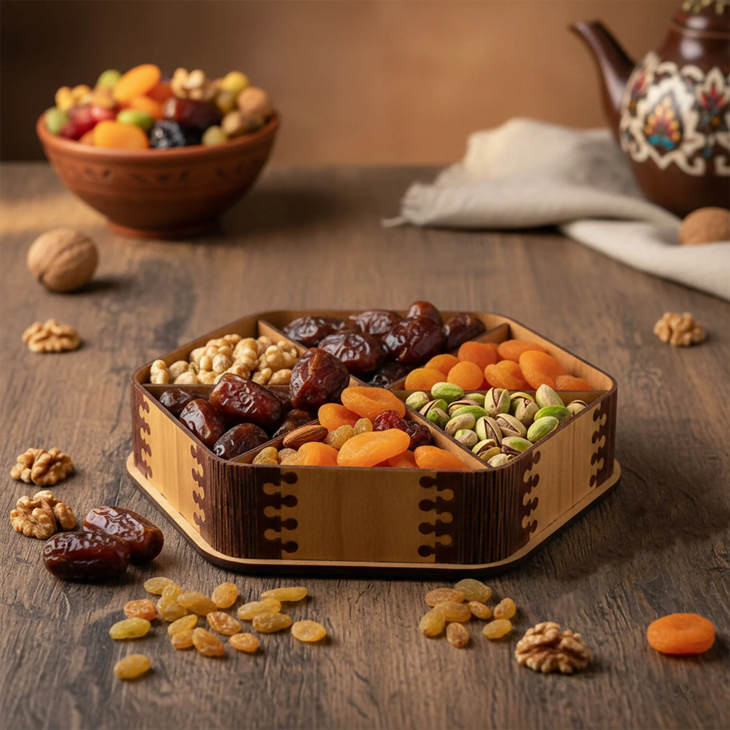 Hexagon Decorative Dry Fruit & Mukhwas Storage Box - Image 2
