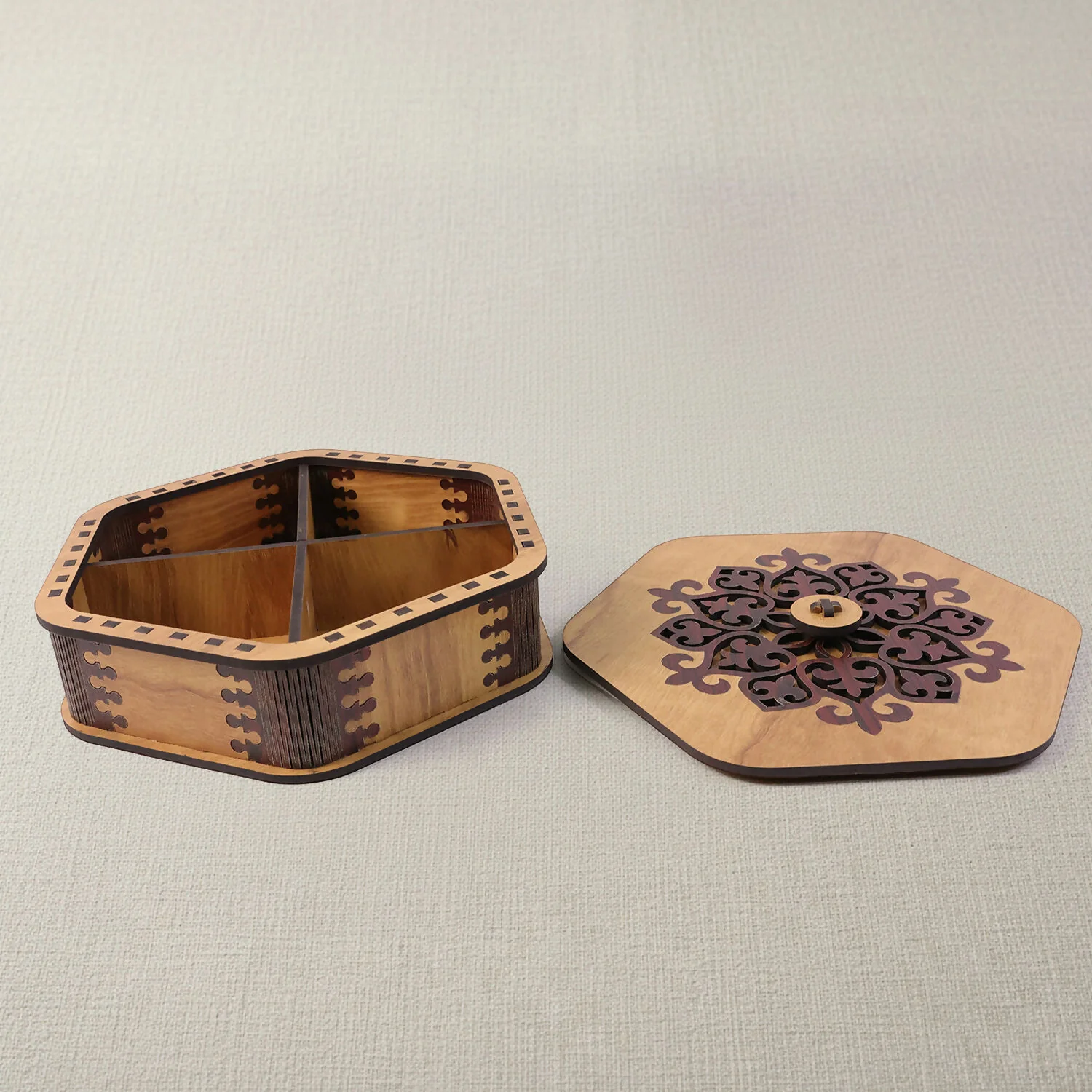 Hexagon Decorative Dry Fruit & Mukhwas Storage Box - Image 3