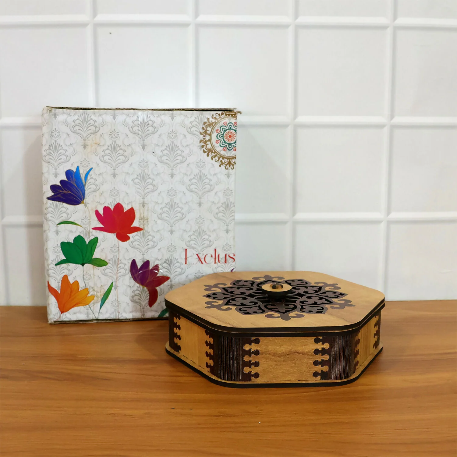Hexagon Decorative Dry Fruit & Mukhwas Storage Box - Image 6