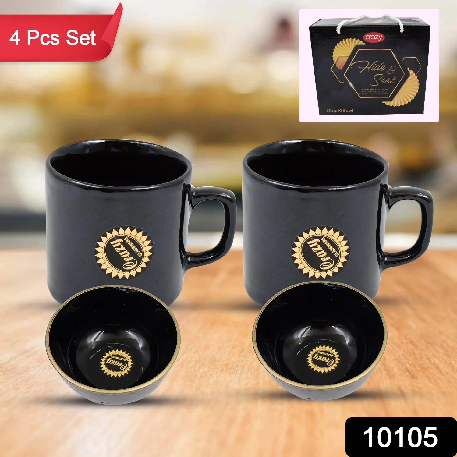 Hide & Seek Ceramic Tea / cups With Round Serving Bowl (4 Pcs set) - Image 2