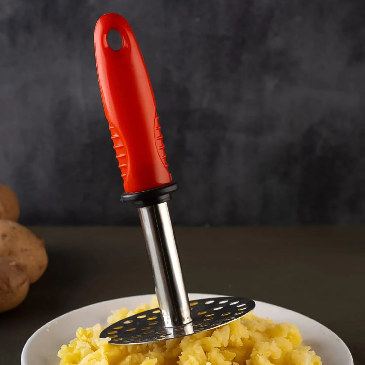 High Grade Stainless Steel Potato Pav Bhaji Masher with Plastic Handle (1 Pc) - Image 3