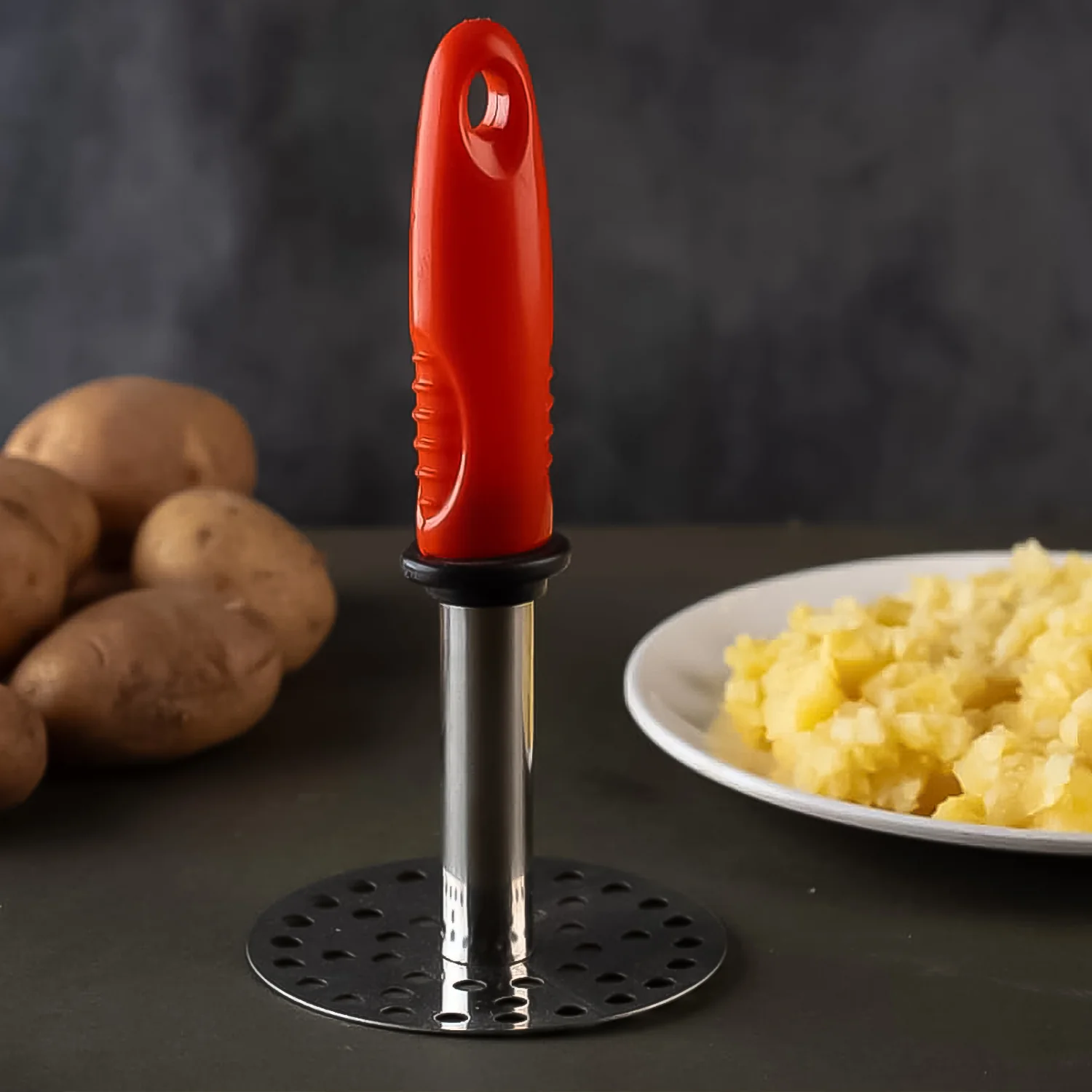 High Grade Stainless Steel Potato Pav Bhaji Masher with Plastic Handle (1 Pc) - Image 4