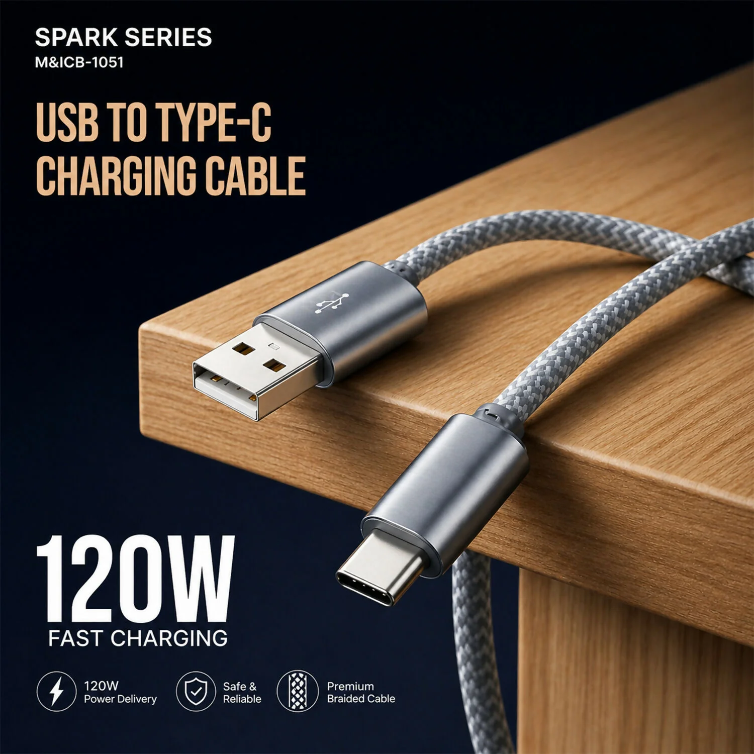 High Performance 120W USB to Type C Super Fast Charging Cable (1 Pc, 1 Mtr) - Image 3