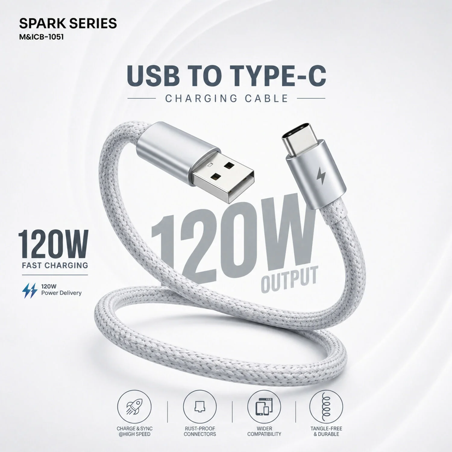 High Performance 120W USB to Type C Super Fast Charging Cable (1 Pc, 1 Mtr) - Image 4