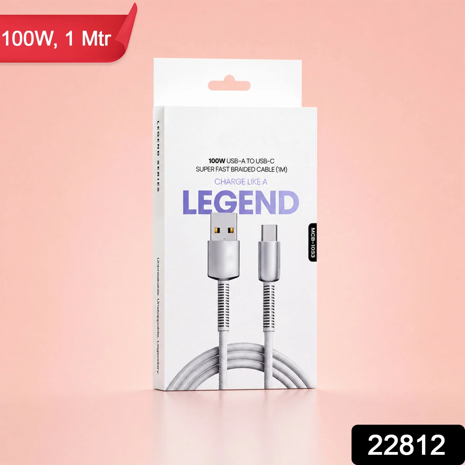 High Power 100W USB A to Type C Super Fast Charging Cable (1 Pc, 1 Mtr) - Image 2
