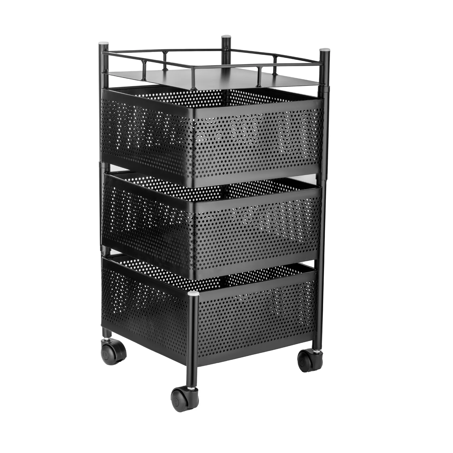 Metal High Quality Kitchen Trolley Kitchen Organizer Items and Kitchen Accessories Items for Kitchen Rack Square Design for Fruits & Vegetable Onion Storage Kitchen Trolley with Wheels (3 Layer) - Image 5