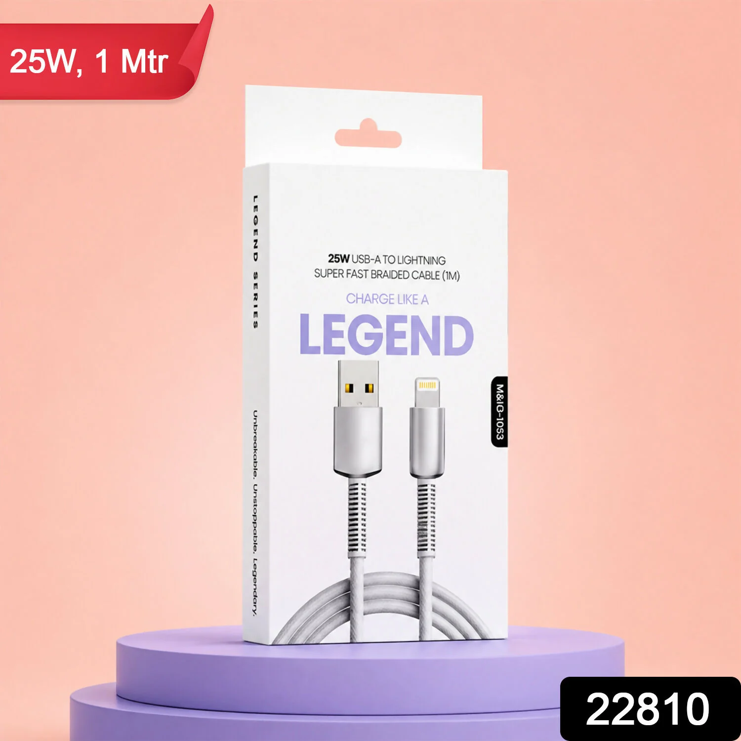 High Speed 25W USB A to Lightning Fast Charging Cable (1 Pc, 1 Mtr) - Image 2