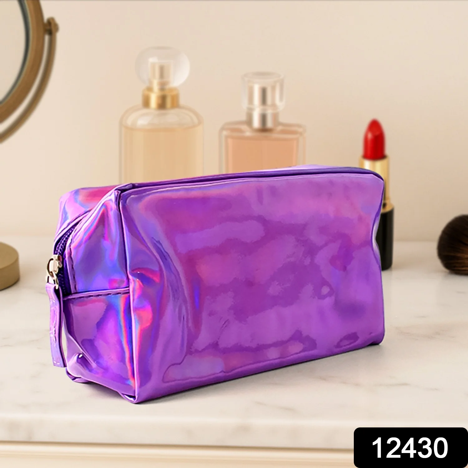 Holographic Shiny Waterproof Travel Cosmetic Pouch (1 Pc) - Image 2