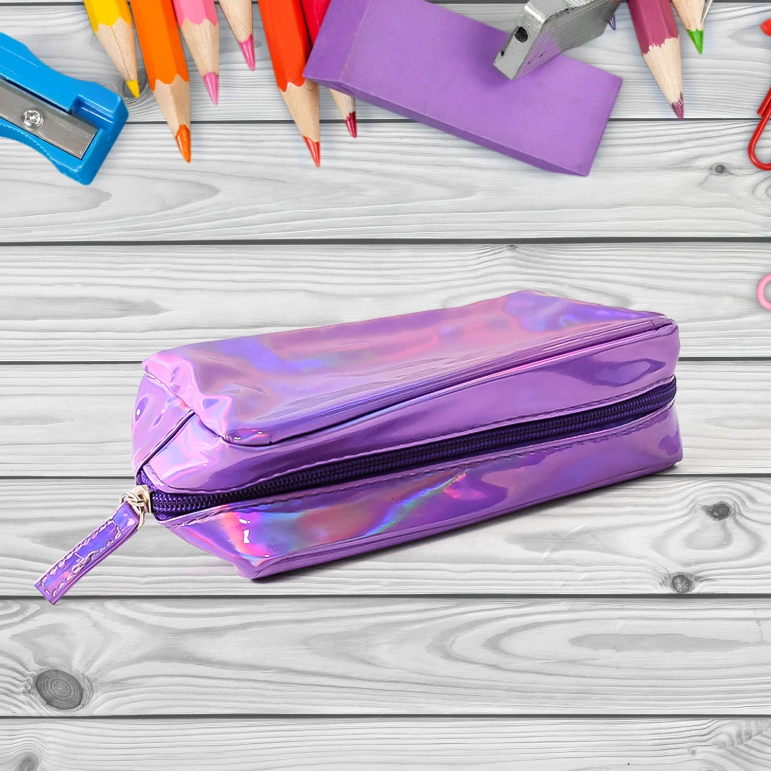 Holographic Shiny Waterproof Travel Cosmetic Pouch (1 Pc) - Image 4