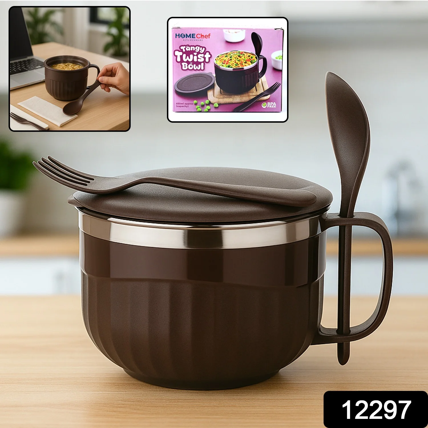 Home Chef Tangy Twist Insulated Lunch Bowl (Approx 650ML & 1 Pc) - Image 2